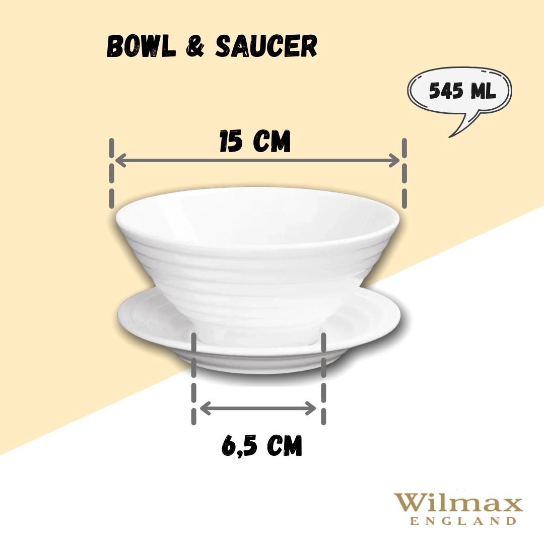 Wilmax Schale mit Untertasse 545 ml aus Porzellan, Weiß