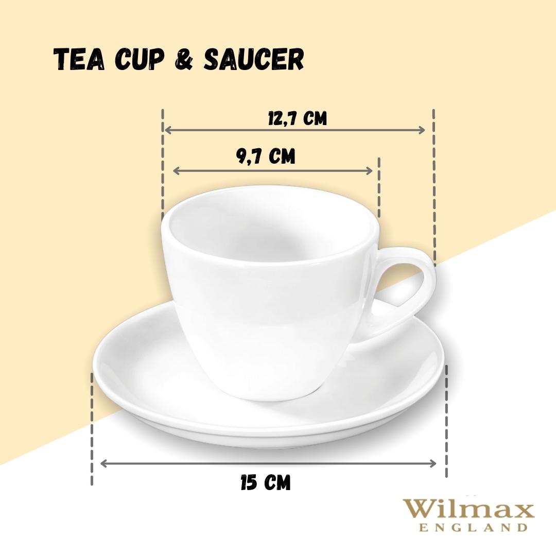 Wilmax Teetasse mit Untertasse 300 ml Weiß Porzellan WL-993176/AB