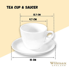 Wilmax Teetasse mit Untertasse 300 ml Weiß Porzellan WL-993176/AB