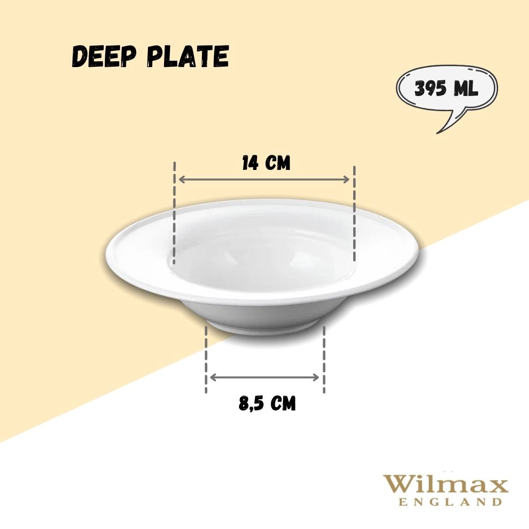Wilmax Tiefer Teller 23 cm 395 ml aus Porzellan, Weiß WL-991020/A