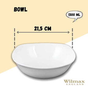 Wilmax Schale 1300 ml 21.5 x 21.5 cm aus Porzellan, Weiß WL-992002/A
