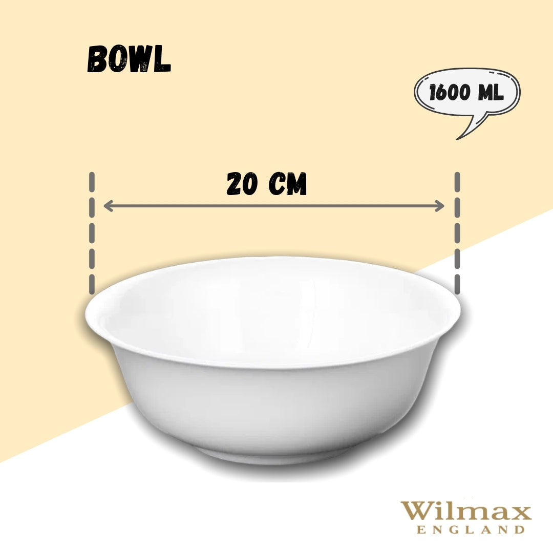 Wilmax Schale 1600 ml 20 cm aus Porzellan, Weiß WL-992005/A