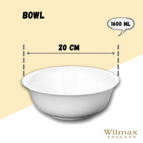 Wilmax Schale 1600 ml 20 cm aus Porzellan, Weiß WL-992005/A