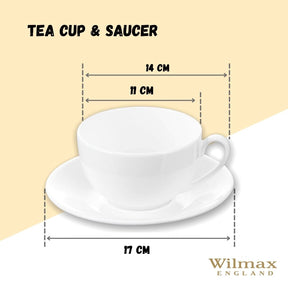 Wilmax Teetasse mit Untertasse 400 ml Weiß Porzellan WL-993191/AB