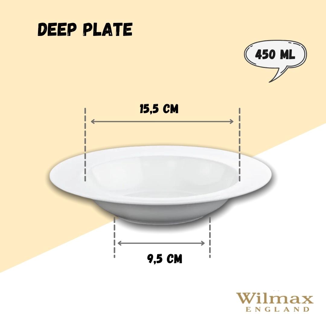 Wilmax Tiefer Teller 23 cm 450 ml aus Porzellan, Weiß WL-991217/A