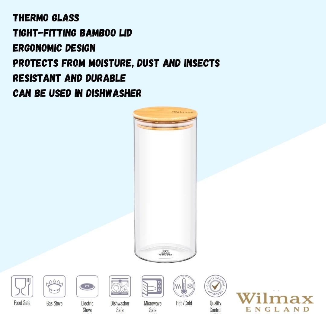 Wilmax Vorratsglas 2000 ml mit Bambusdeckel Transparent WL-888510/A