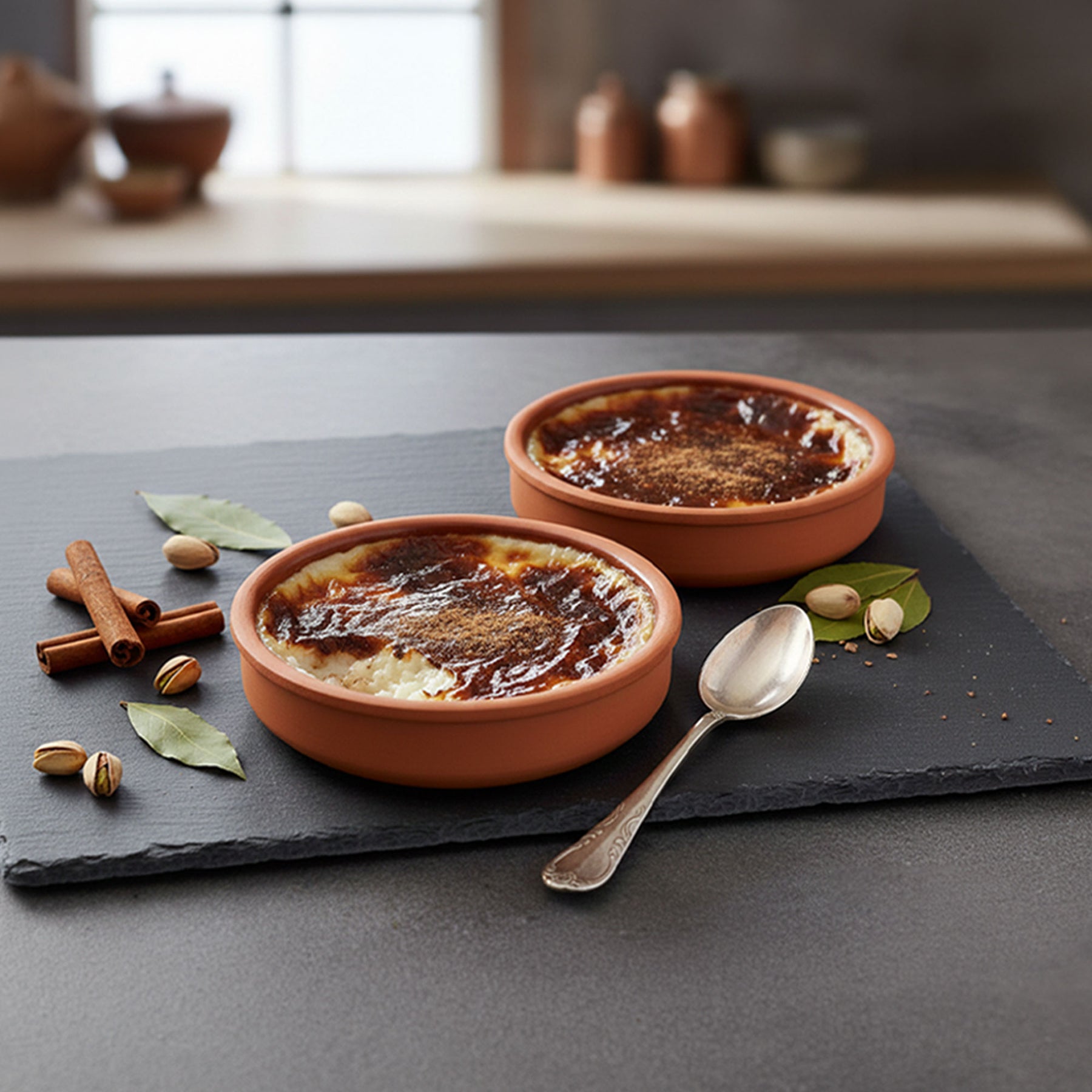 Viapot RUMELI 2er Set - 450 ml - Innen Braun Glasiert - Terrakotta-Schalen - 16×4 cm