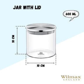 Wilmax Vorratsglas 600 ml mit Edelstahldeckel 3er Set WL-888512/A3