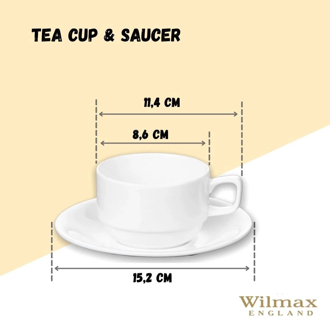 Wilmax Teetasse mit Untertasse 220 ml Weiß Porzellan