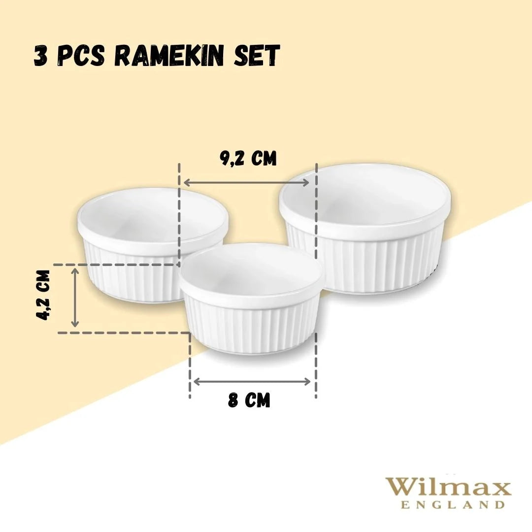 Wilmax Ramekin Set 3-teilig Porzellan Weiß WL-996122/3C