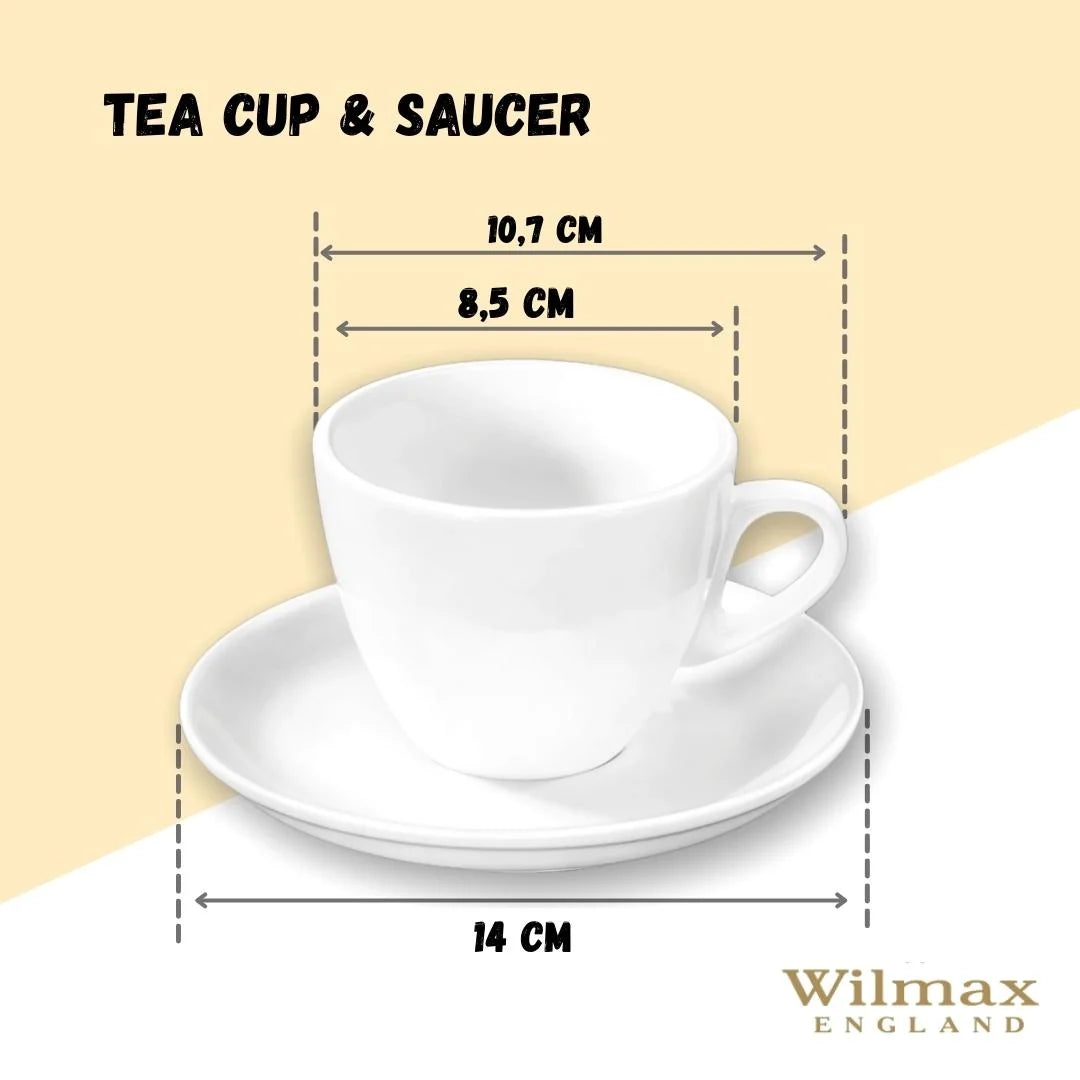 Wilmax Teetasse mit Untertasse 190 ml Weiß Porzellan WL-993175/AB
