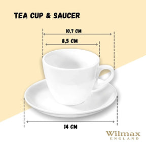 Wilmax Teetasse mit Untertasse 190 ml Weiß Porzellan WL-993175/AB
