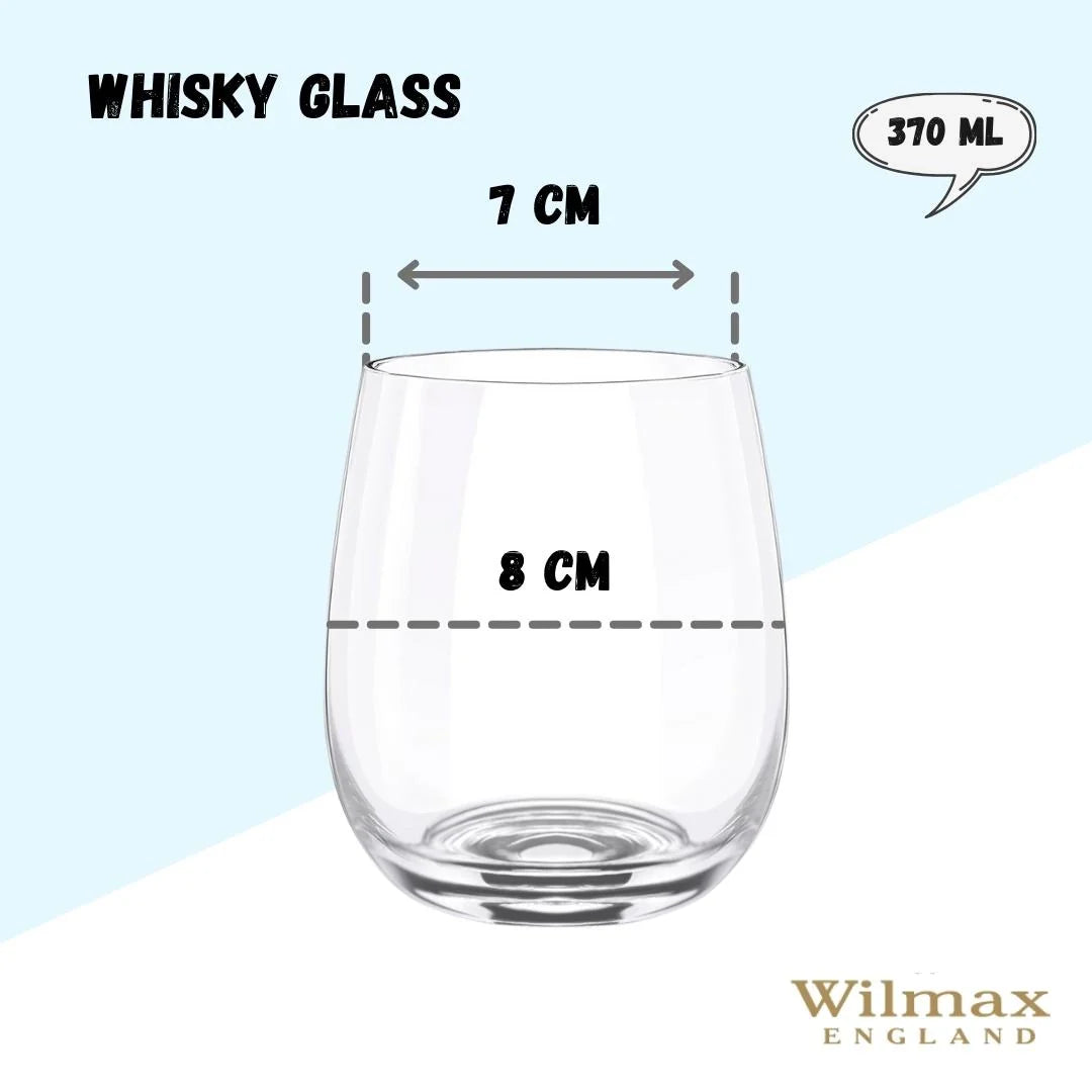 Wilmax Whiskyglas 370 ml Kristallglas Transparent 6er Set WL-888021/6A