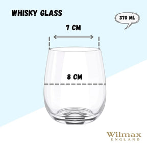 Wilmax Whiskyglas 370 ml Kristallglas Transparent 6er Set WL-888021/6A