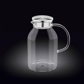 Wilmax Borosilikat Glas Krug mit Edelstahl-Deckel