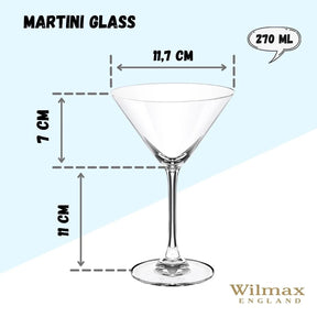 Wilmax Martinigläser 270 ml Kristallglas 6er Set Transparent WL-888030/6A