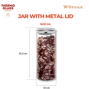 Wilmax Vorratsglas 1600 ml mit Edelstahldeckel 2er Set WL-888518/A2