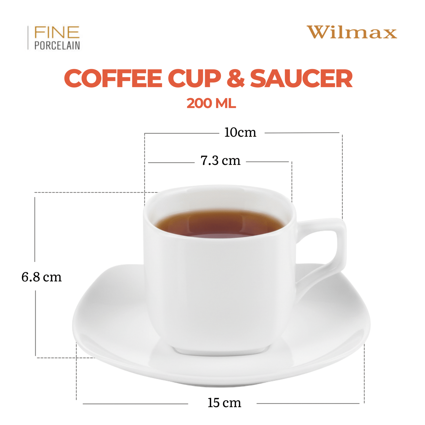 Wilmax Teetassen mit Untertassen 2er Set 200 ml