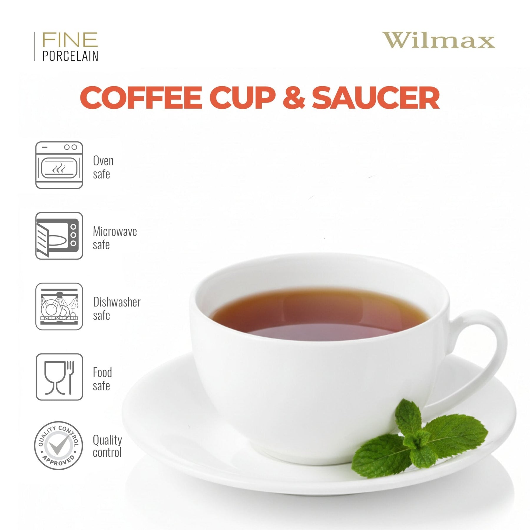 Wilmax Teetassen mit Untertassen 6er Set 250 ml
