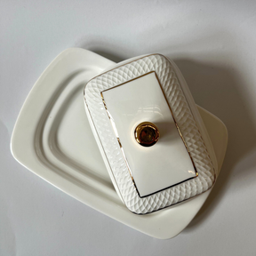 Wilmax Butterdose Goldrand 18.5x12.5x7.5 cm Porzellan WL-880102601/A