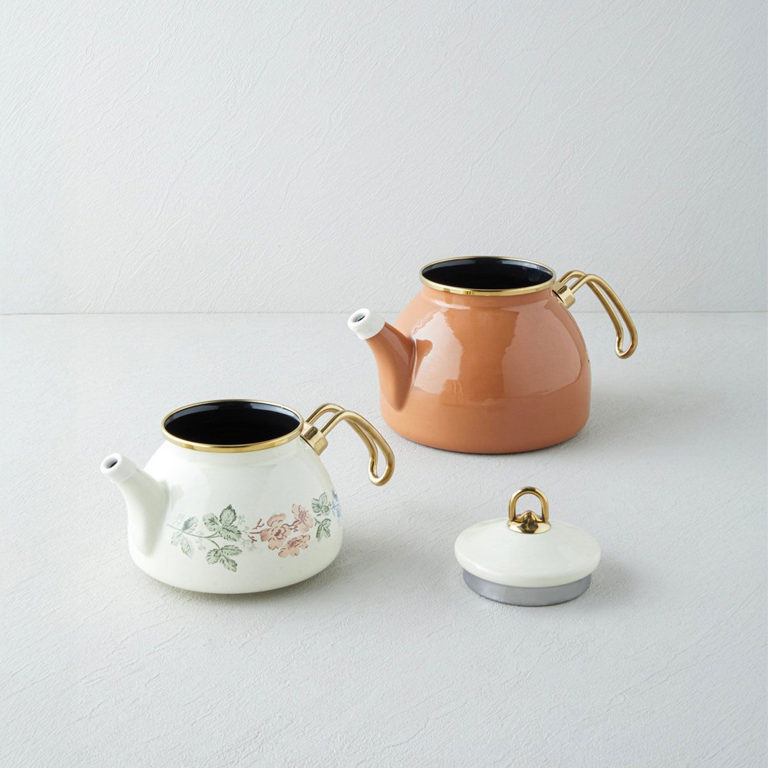 English Home Brisa Emaille-Teekanne (Çaydanlık) 0,5+1,1 l Braun