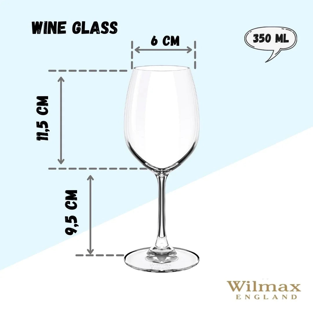 Wilmax Weinglas 350 ml Kristallglas Transparent 6er Set WL-888012/6A