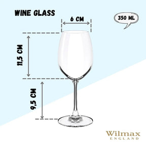 Wilmax Weinglas 350 ml Kristallglas Transparent 6er Set WL-888012/6A