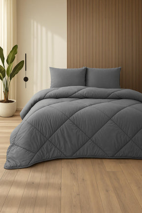 Anthrazitgraue, weiche Stoff-Steppdecke Einzelbett, europäischer Standard, 135 x 200 cm
