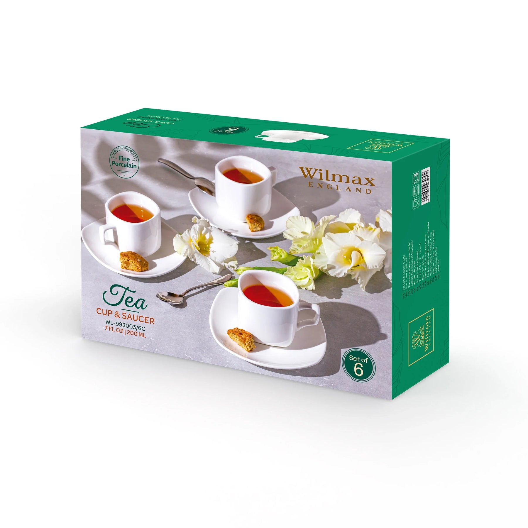 Wilmax Teetassen mit Untertassen 6er Set 200 ml WL-993003/6C
