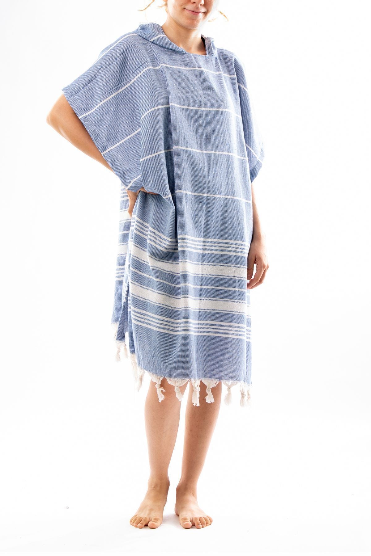 Cotton Adult Peshtemal Poncho Bathrobe Beach Towel