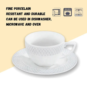 Wilmax Tasse mit Untertasse 240 ml Weiß Porzellan WL-880105/AB