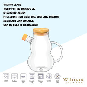 Wilmax Ölflasche 450 ml Glas mit Ausgießer und Filter WL-888961/A