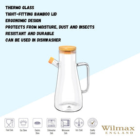 Wilmax Ölflasche 900 ml Glas mit Ausgießer und Filter WL-888958/A