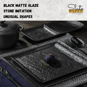 Wilmax Rechteckiger Teller SlateStone Schwarz 29.5 x 14.5 cm Porzellan