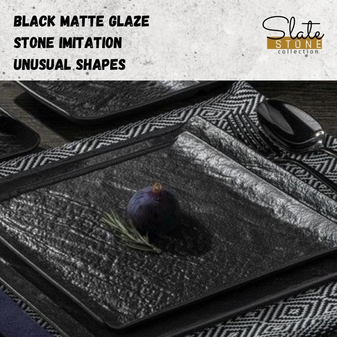 Wilmax Servierplatte SlateStone Schwarz 38 x 24.5 cm Porzellan WL-661111/A