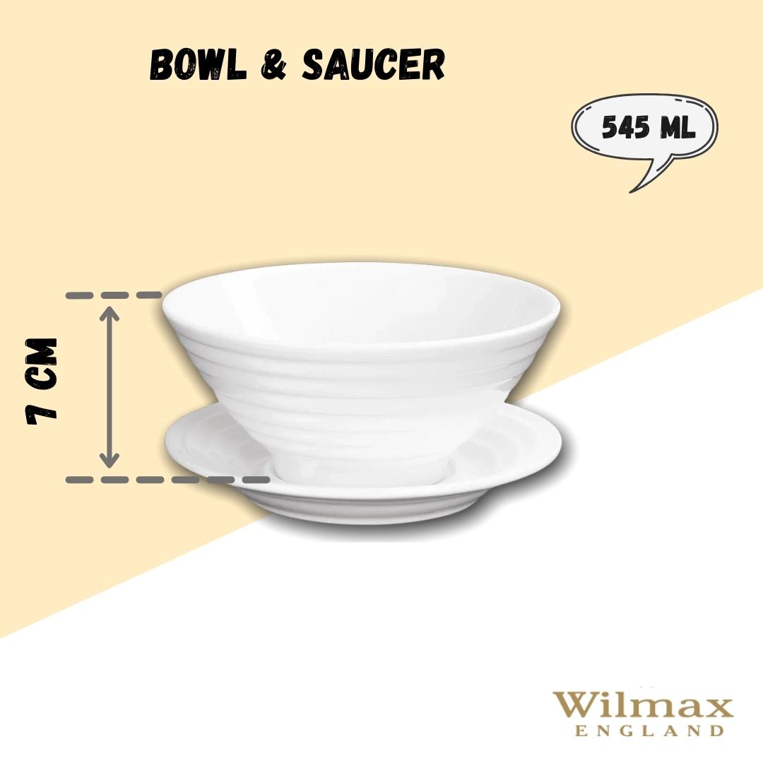 Wilmax Schale mit Untertasse 545 ml aus Porzellan, Weiß