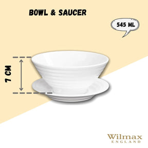 Wilmax Schale mit Untertasse 545 ml aus Porzellan, Weiß