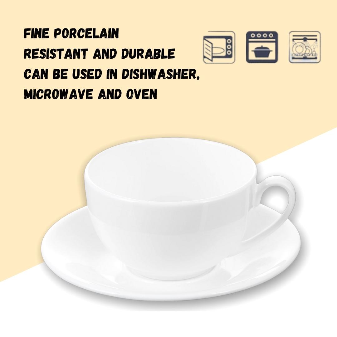Wilmax Teetasse mit Untertasse 400 ml Weiß Porzellan WL-993191/AB