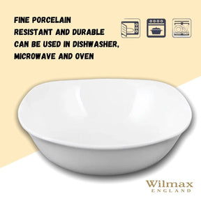 Wilmax Schale 1300 ml 21.5 x 21.5 cm aus Porzellan, Weiß WL-992002/A