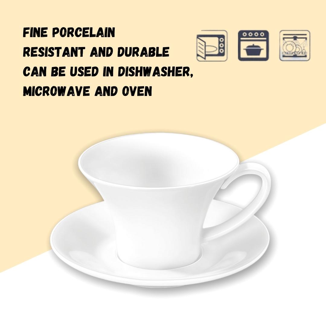 Wilmax Teetasse mit Untertasse 430 ml Weiß Porzellan