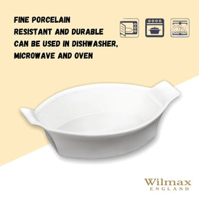 Wilmax Backform oval 22 cm Porzellan Weiß WL-997009/A