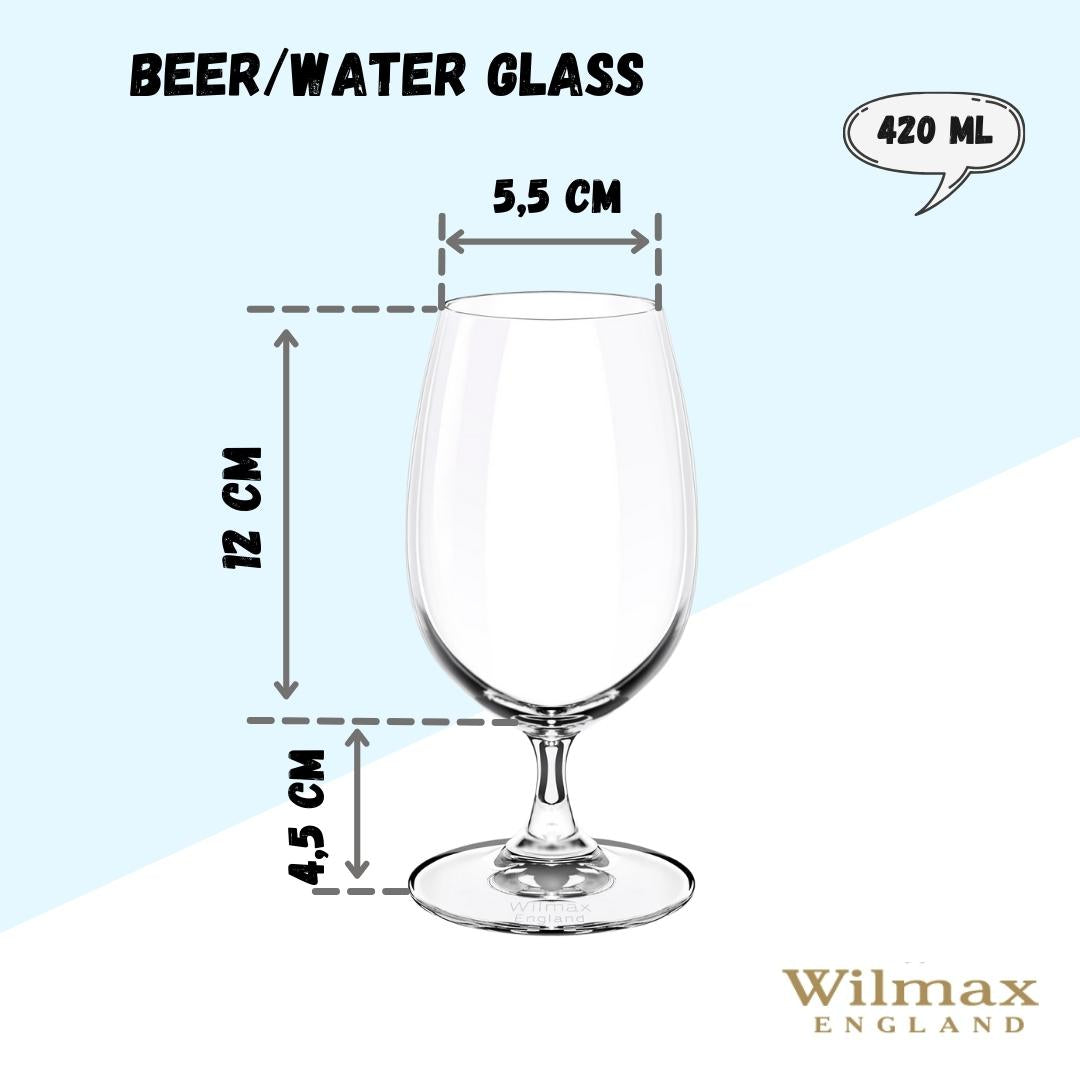 Wilmax Bierglas 420 ml Kristallglas Transparent 6er Set WL-888026/6A