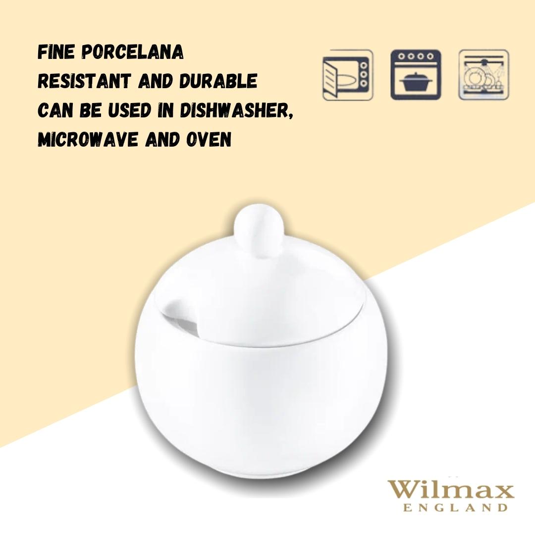 Wilmax Zuckerdose mit Deckel 300 ml Weiß Porzellan Olivia