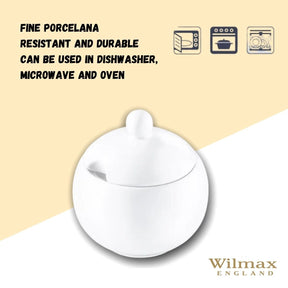 Wilmax Zuckerdose mit Deckel 300 ml Weiß Porzellan Olivia