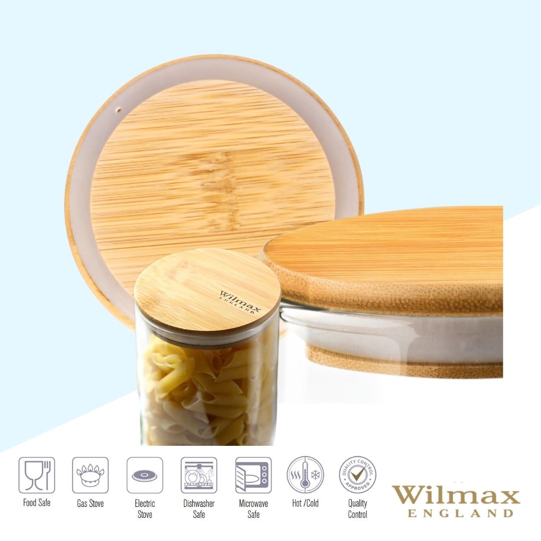 Wilmax Vorratsglas 2000 ml mit Bambusdeckel Transparent WL-888510/A