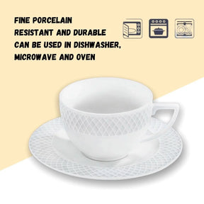 Wilmax Tasse mit Untertasse 90 ml Weiß Porzellan 6er Set WL-880101400/AB6