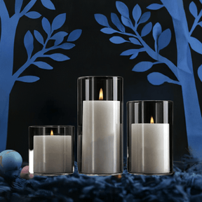 3-teiliges Glasvasen- & Kerzenhalter-Set aus Borosilikatglas - Ø 8 cm, 14/18/22 cm