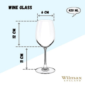 Wilmax Weinglas 420 ml Kristallglas Transparent 6er Set WL-888013/6A