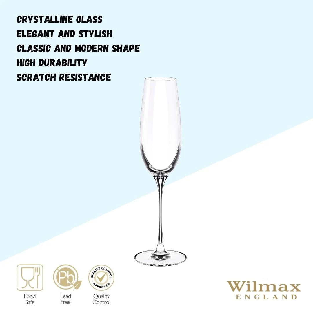 Wilmax Champagnerflöte 260 ml Kristallglas Transparent 2er Set WL-888048/2C