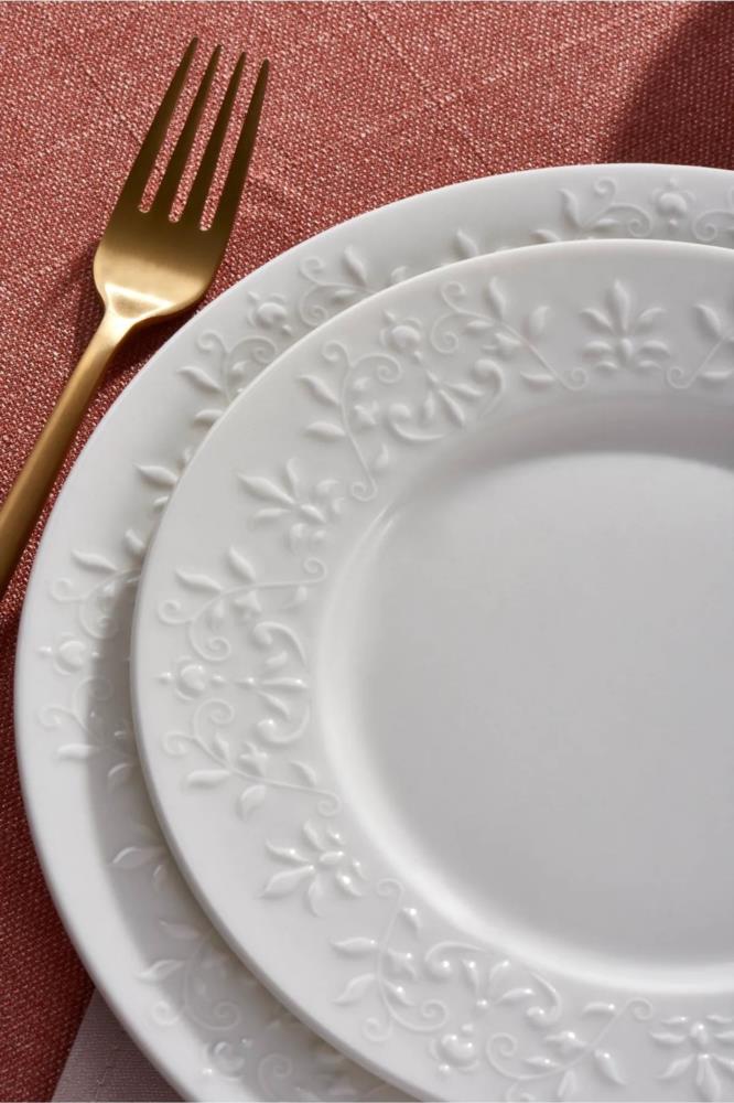 GÜRAL Dilruba creme Tafelservice, 18-tlg., 6 Personen, Porzellan, mit Reliefmuster